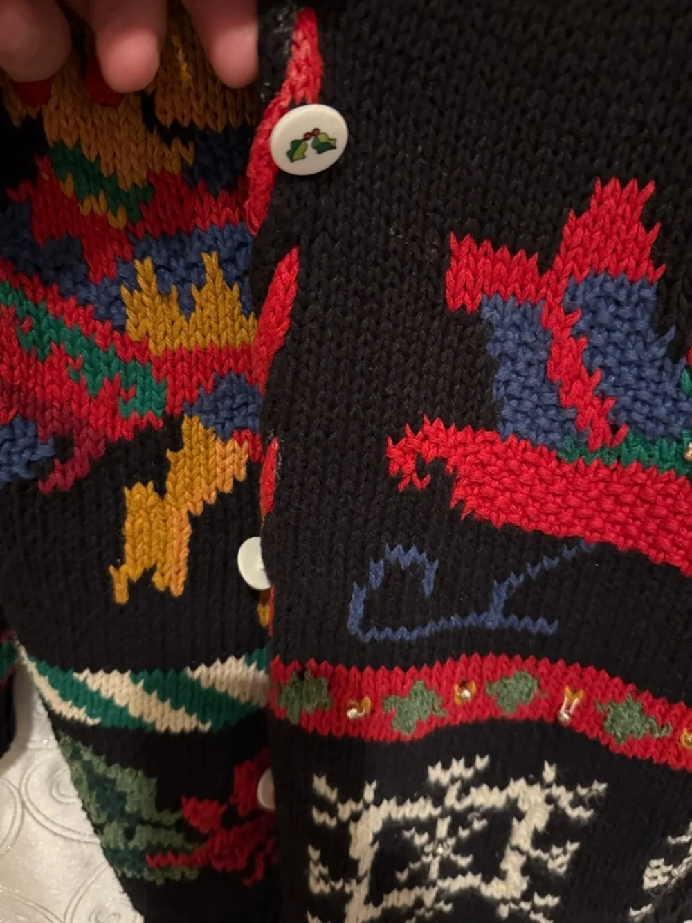 Lauren Rogers for Women Black Holiday-Print Cardigan Sweater Size 22W 🔥 P1